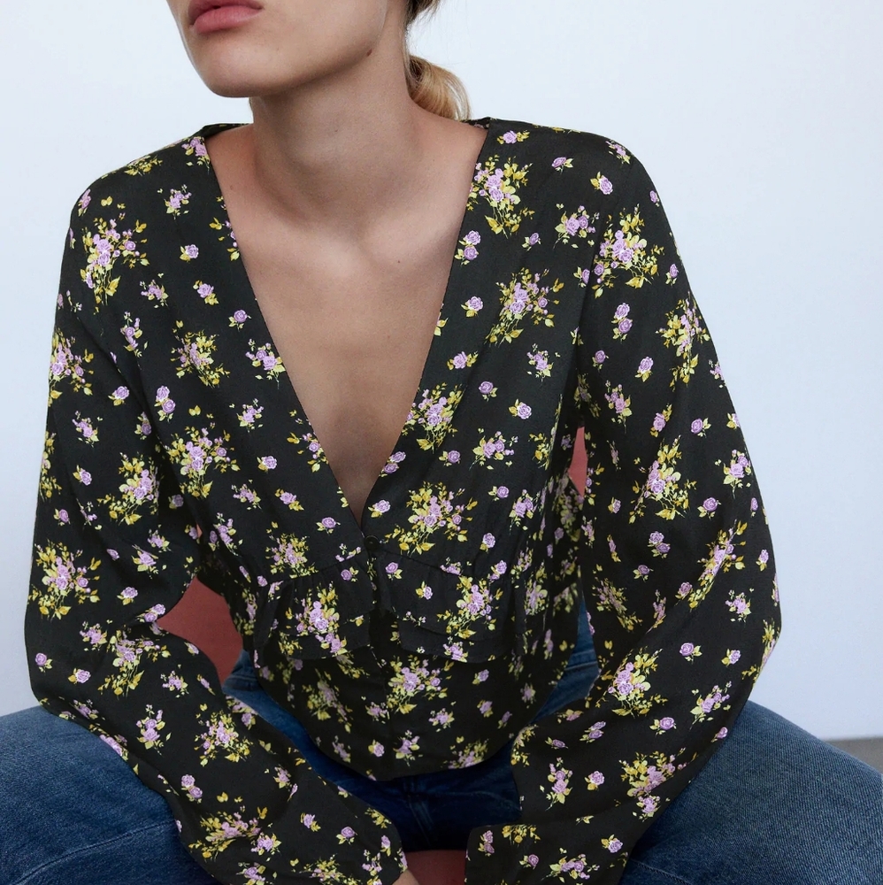 ZARA| FLORAL PRINTED CROP TOP